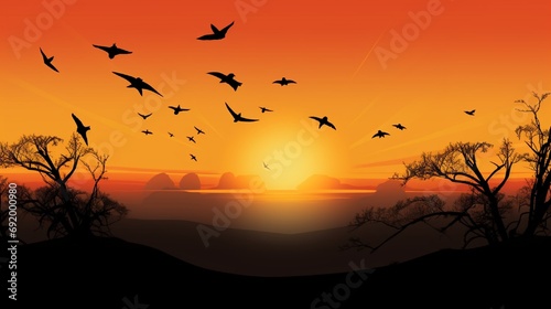 Birds silhouette vector background