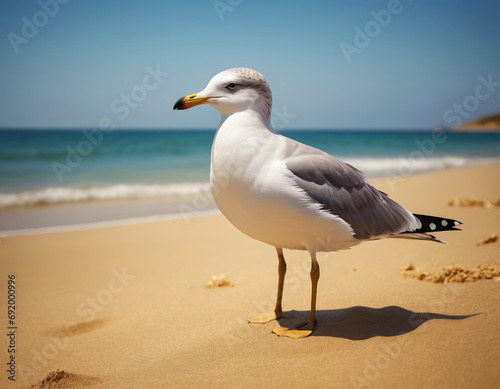 A seagull on the beach  sunny day