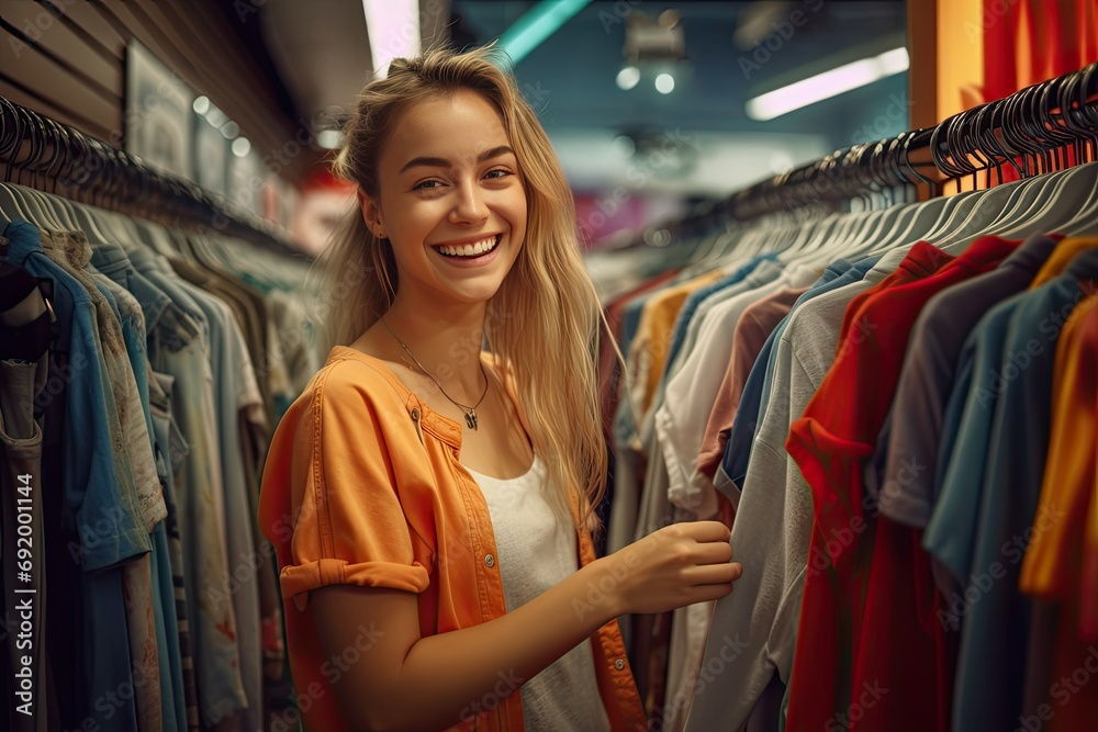 person choosing clothes in shop person choosing clothes in shop