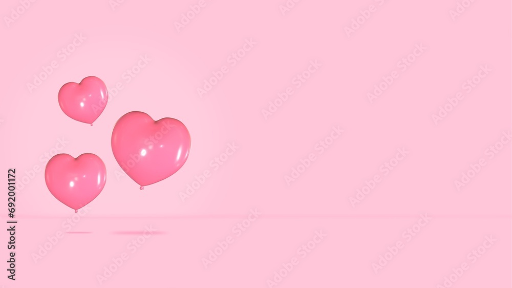 3d cute pink love Balloon background