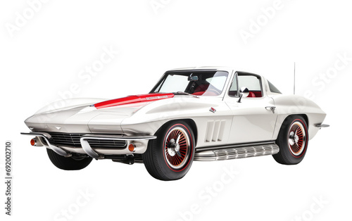 White Color Astonishing Chevrolet Corvette on White or PNG Transparent Background.