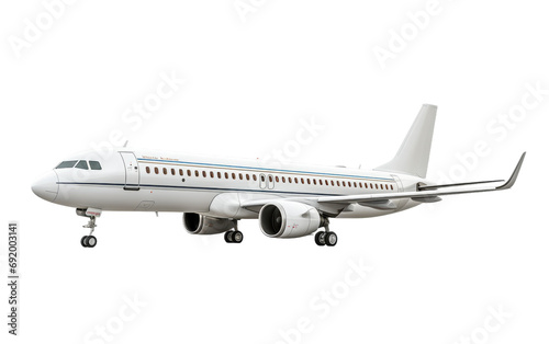 White Color New Commercial Airplane on White or PNG Transparent Background.