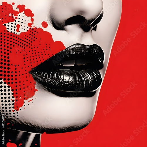 Fake news trendy vintage collage conception. Halftone lips, eyes, hands. Retro newspaper and torn paper. 90s Punk style collage elements of face parts set.