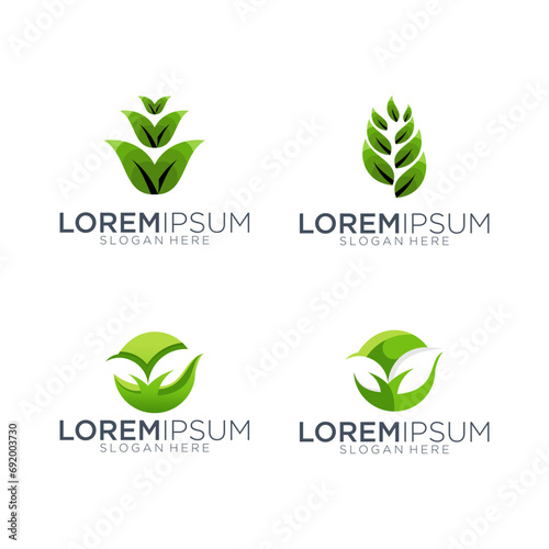 collection of leaves logo design vector