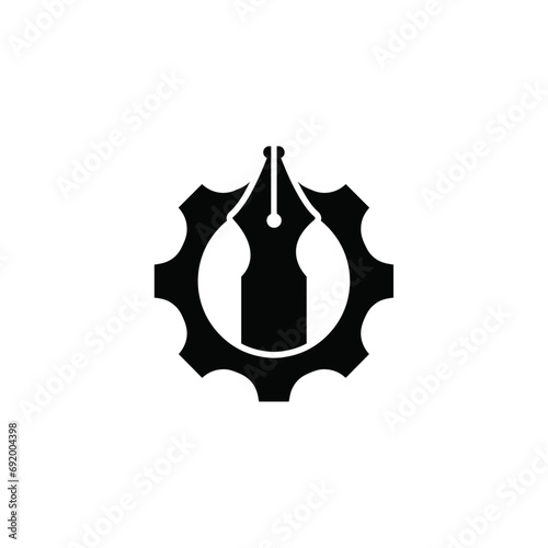 Pen and Gear icon, vector.