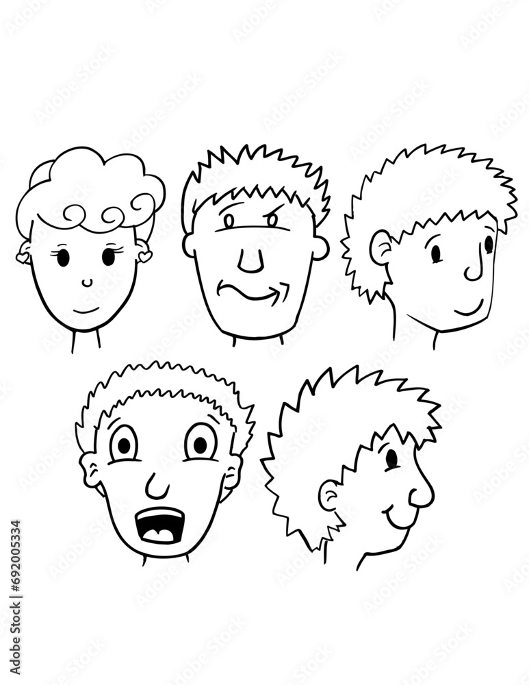 Cartoon Portrait Faces Heads Vector Illustration Art Set Cartoon Portrait Faces Heads Vector Illustration Art Set