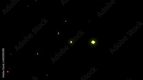 Shining particles motion graphics on black background