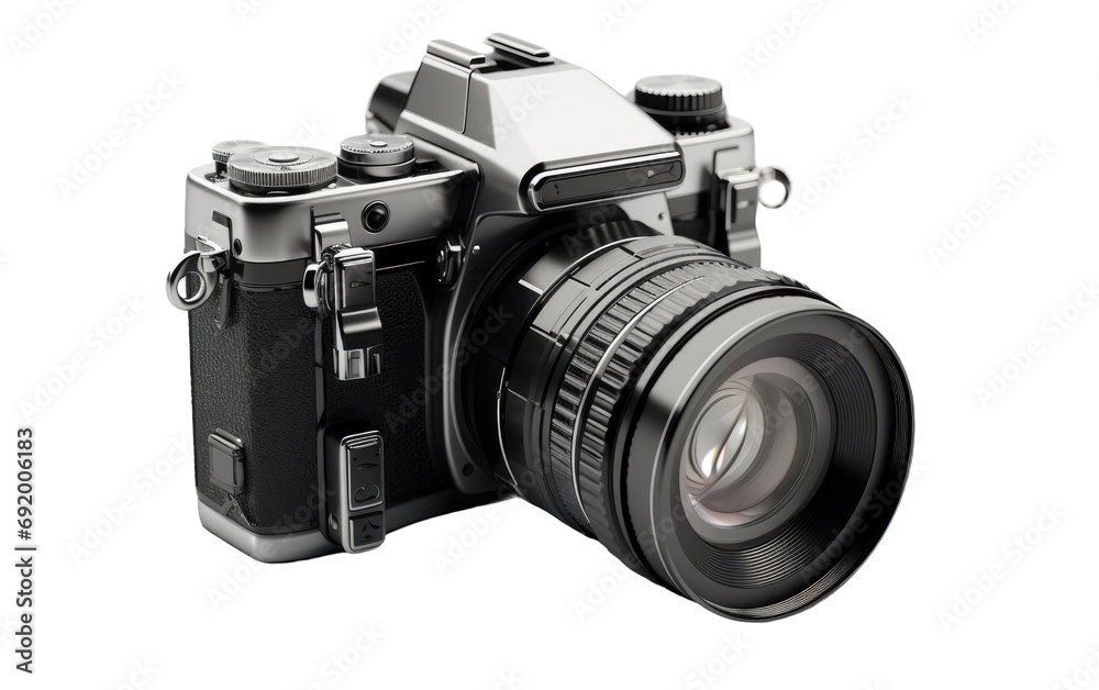 Black Color Digital Camera on White or PNG Transparent Background.
