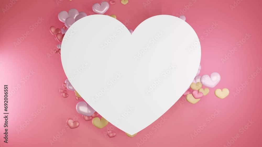 Valentine's day sale luxury whiteboard heart and gift box pink background 3d illustration empty display scene Valentine's day sale luxury whiteboard heart and gift box pink background 3d illustration empty display scene
