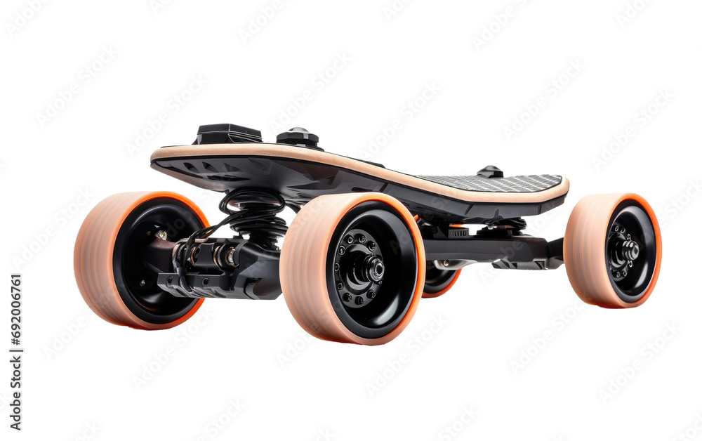 Digital New Electric Skateboard on White or PNG Transparent Background.
