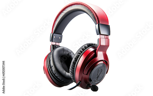 Red Color Stylish Gaming Headset on White or PNG Transparent Background.