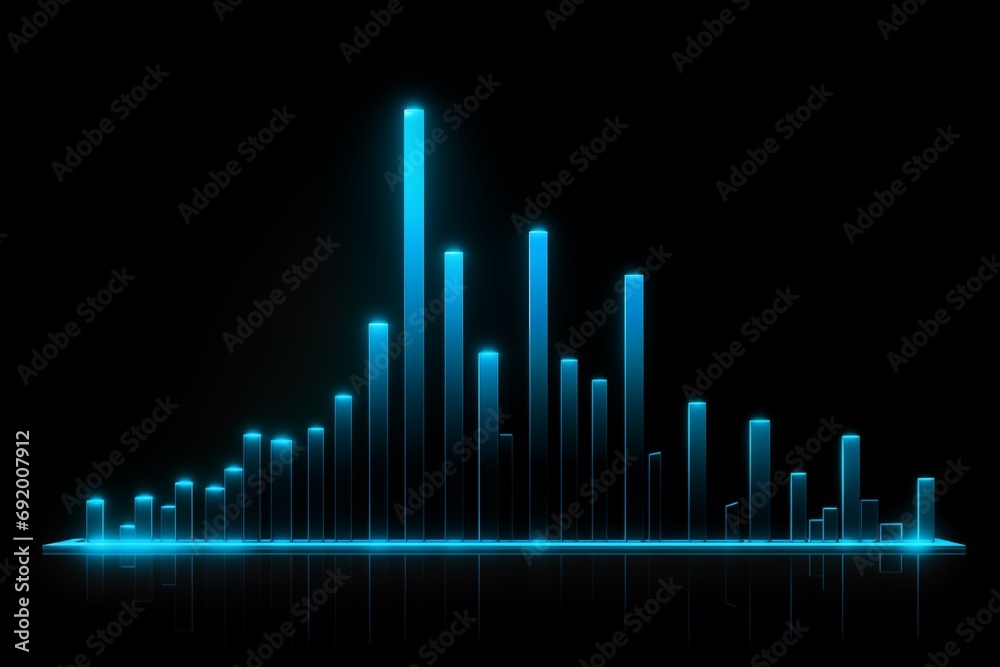 Business glowing line chart on a dark background.