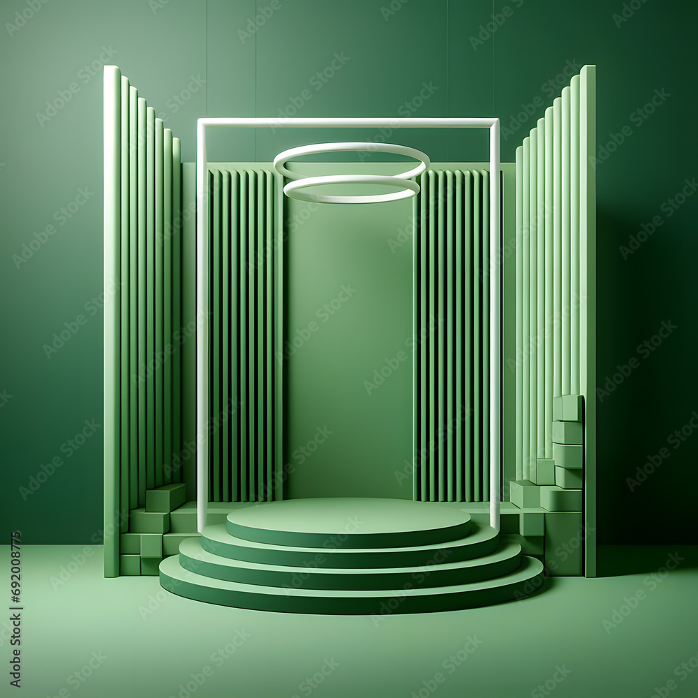 Product Podium - Dramatic Green Background. 3D Illustration
Product Podium - Dramatic Green Background. 3D Illustration