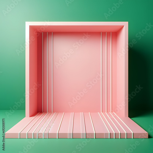 empty room with green wall and wooden floor