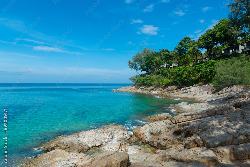 Scene of beautiful sea and blue sky at Naithon beach Scene of beautiful sea and blue sky at Naithon beach