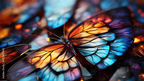 A vibrant invertebrate basks in the soft glow of light, showcasing its stunning colors and delicate beauty in a close up of a butterfly photo