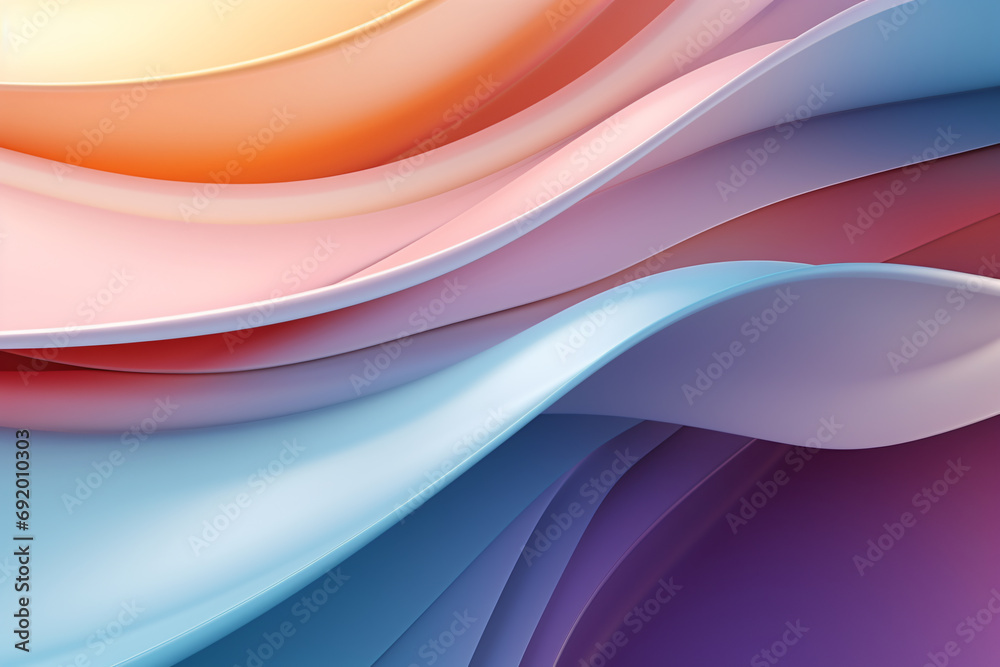 Fototapeta premium Abstract colorful levitating paper sheets, Fashion wallpaper, Pastel Colorful holographic Swatches Background