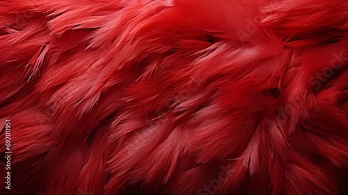 Vibrant red feathers reveal the intricate beauty and boldness of nature up close