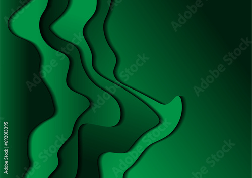 Bright green paper material waves abstract elegant background. Vector design