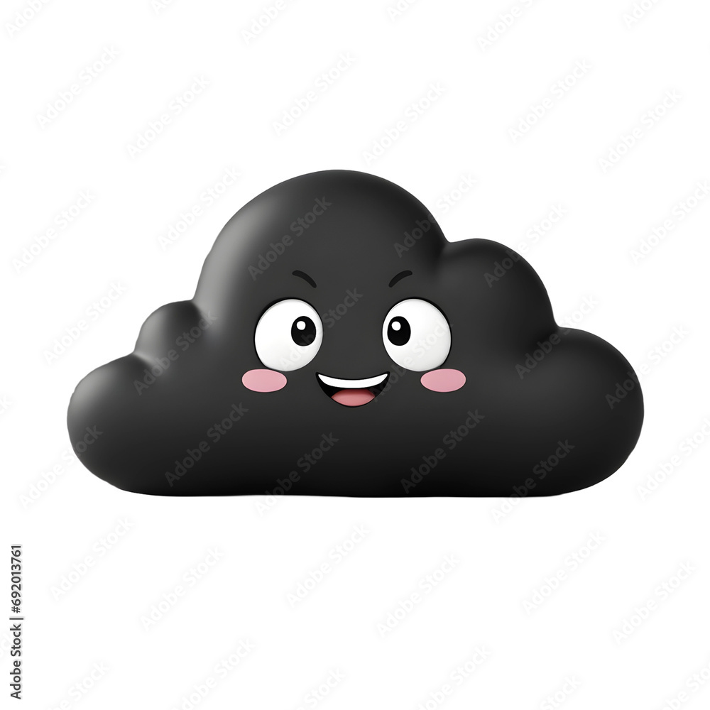 3d black cloud computing concept on isolated transparent background png. generated with AI 3d black cloud computing concept on isolated transparent background png. generated with AI