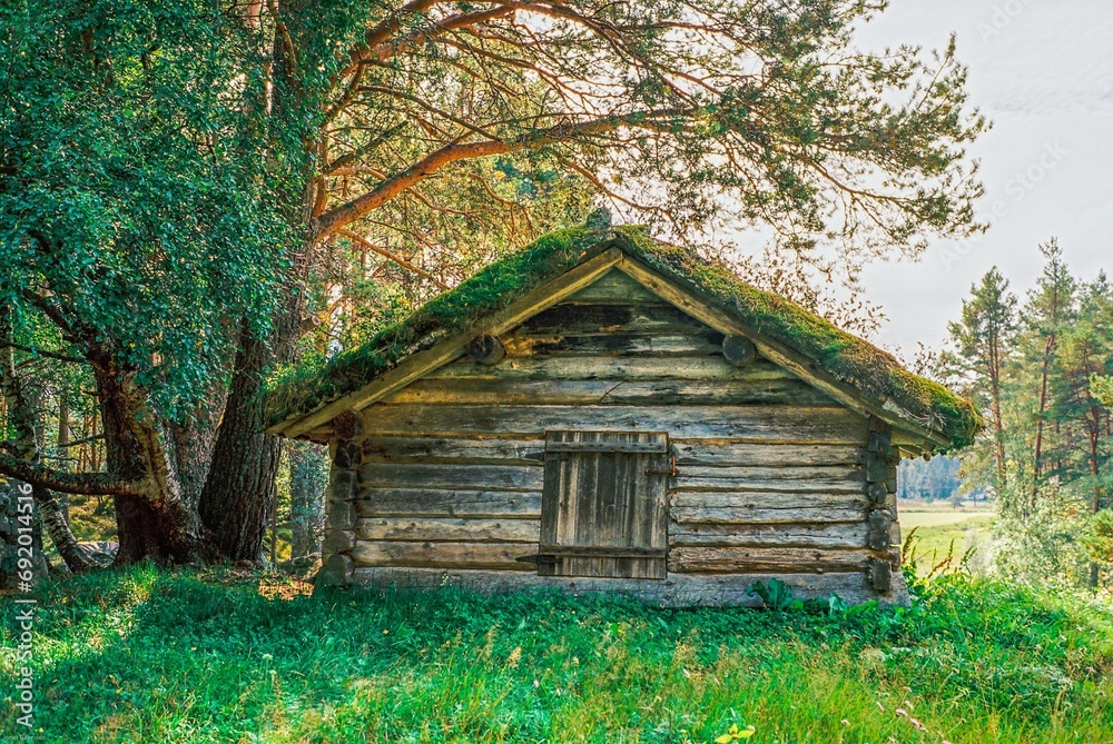 A traditional and very old wooden hut in Norway