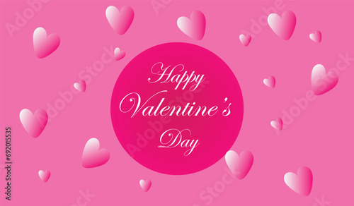Vector of Happy Valentines Day with blinking heart and pink background design.