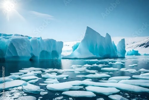 Majestic icebergs floating gracefully in a pristine Arctic landscape  © CREATIVE AI ARTISTRY