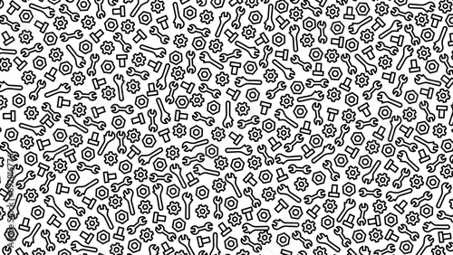 Hand drawn setting abstract pattern with black line.