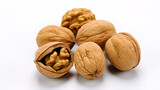 Isolated walnuts on a white background