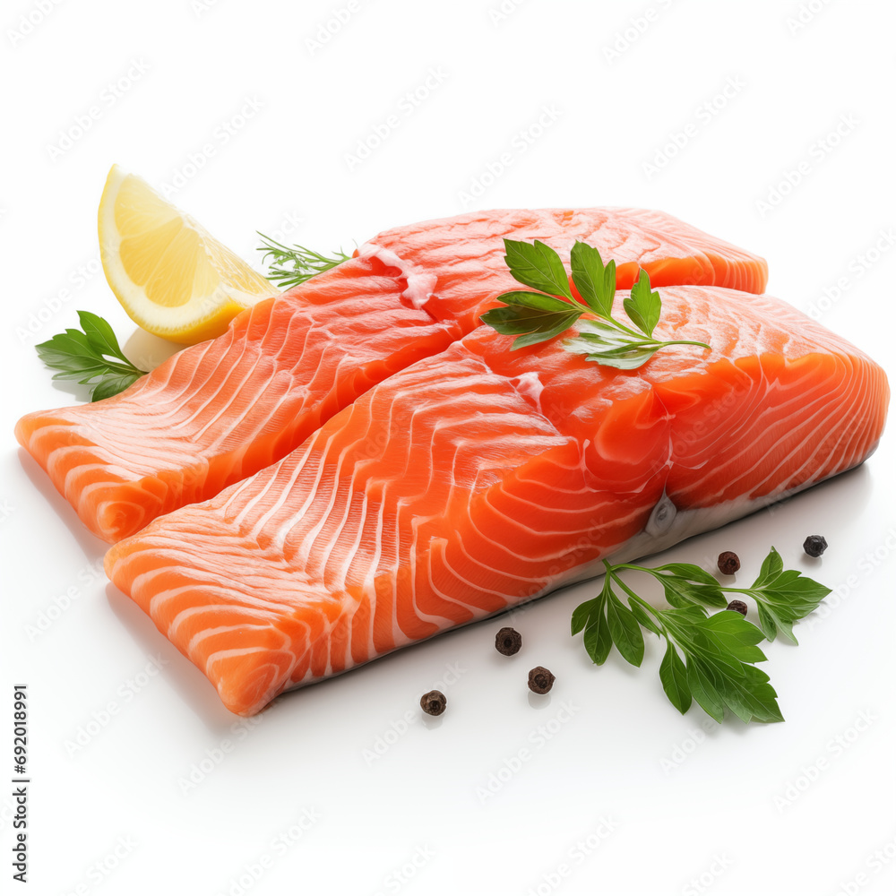 Gastronomic Beauty: Fresh Raw Salmon in a Striking Product Shot Gastronomic Beauty: Fresh Raw Salmon in a Striking Product Shot