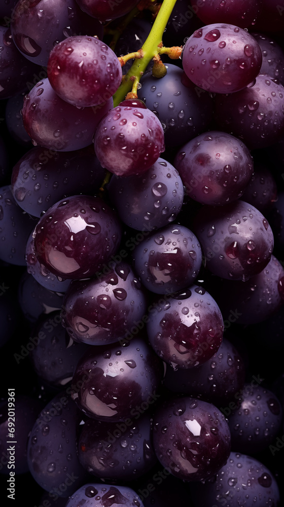 Liquid Luxury: Top-Down View of Purple Grapes in Water