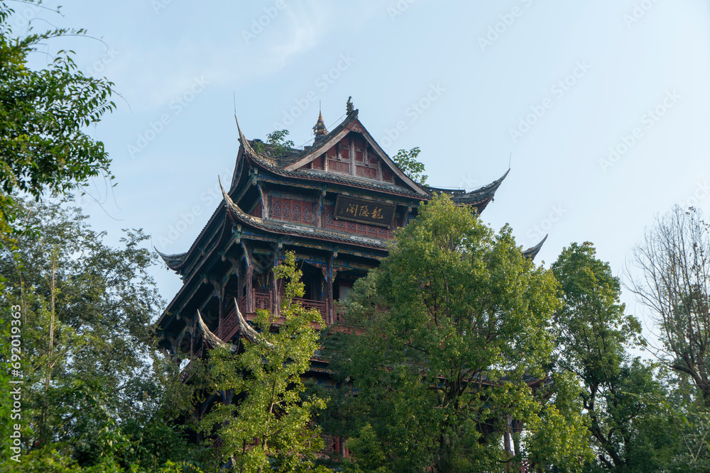 Chinese ancient architectural temples and pagodas.Chinese translation:Longyin Pavilion. Chinese ancient architectural temples and pagodas.Chinese translation:Longyin Pavilion.