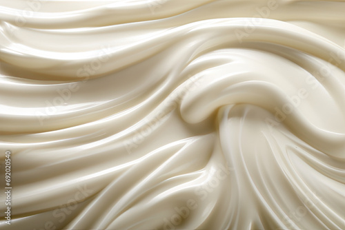 A close-up macro photo that vividly captures the texture of flowing liquid cream
