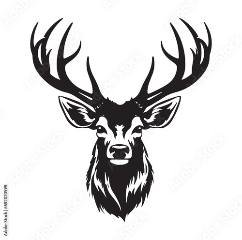 Deer head silhouette vector Illustration, 