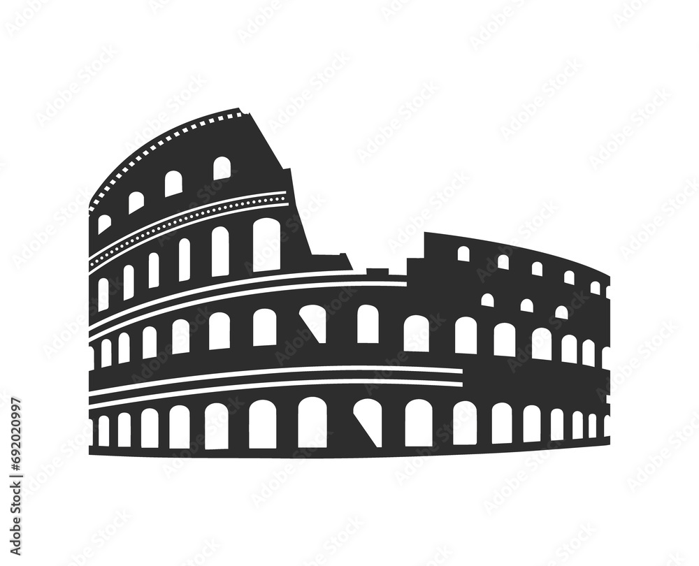 A black silhouette vector of the majestic Colosseum in Rome