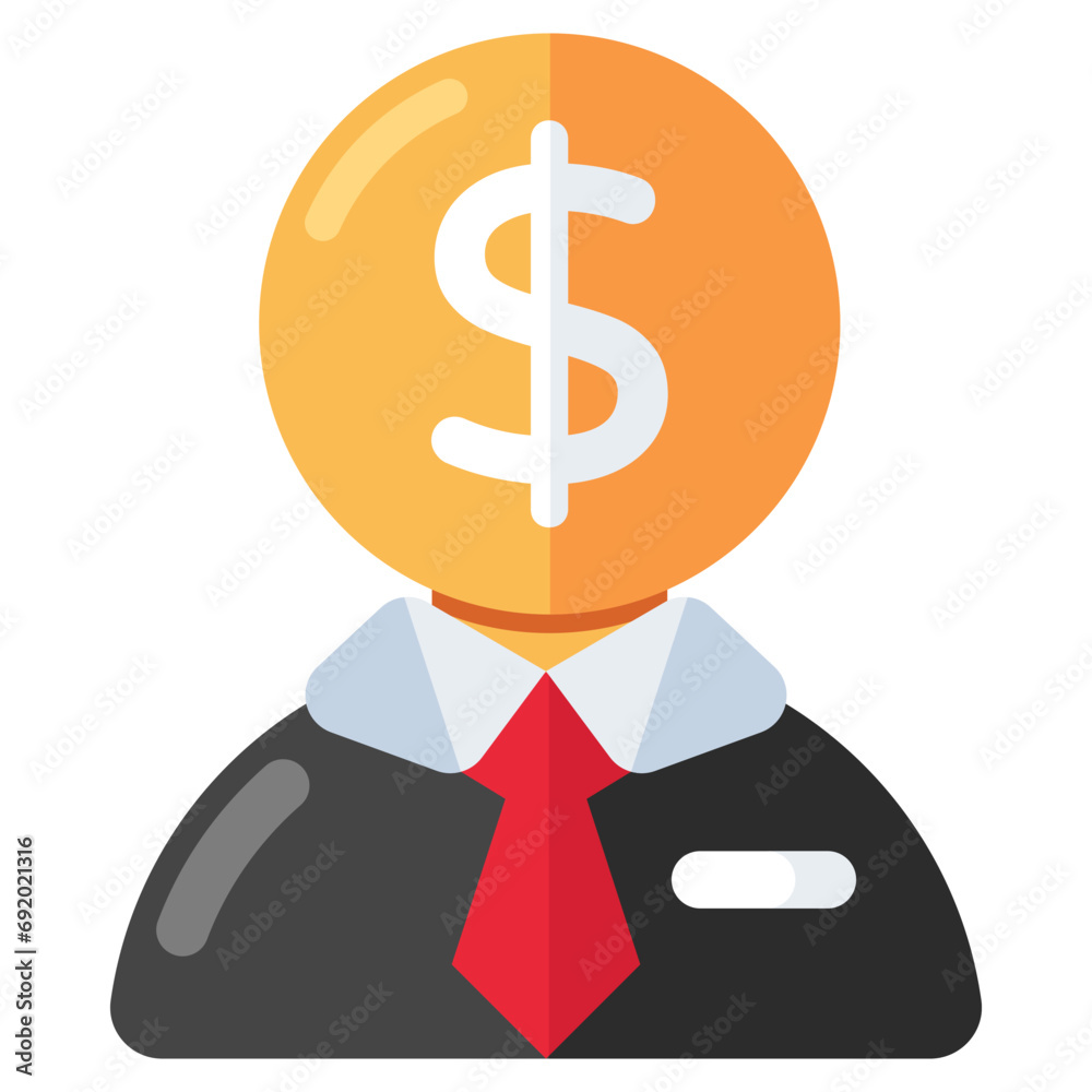 Dollar inside human brain showcasing investor icon Dollar inside human brain showcasing investor icon