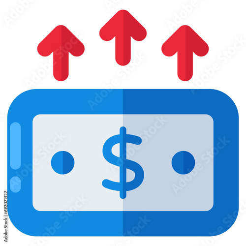 A colored design icon of paper money