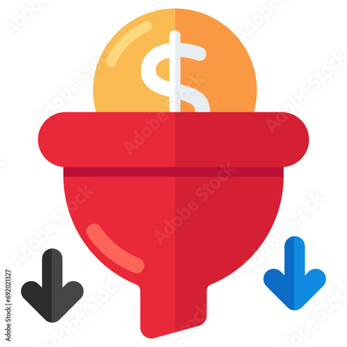 An icon design of money filtration 