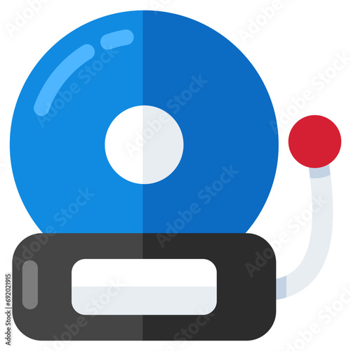 A flat design icon of school bell