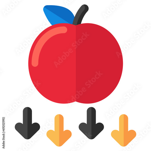 A colored design icon of falling apple 