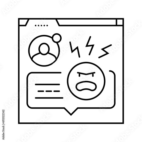 insulting comments cyberbullying line icon vector. insulting comments cyberbullying sign. isolated contour symbol black illustration