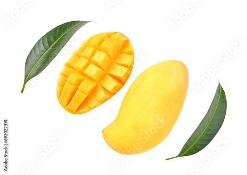 Fresh yellow mango on transparent png
