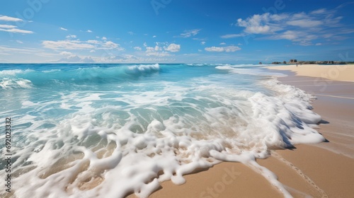 Beautiful landscape of beach with white sand and blue turquoise water background © Matthew