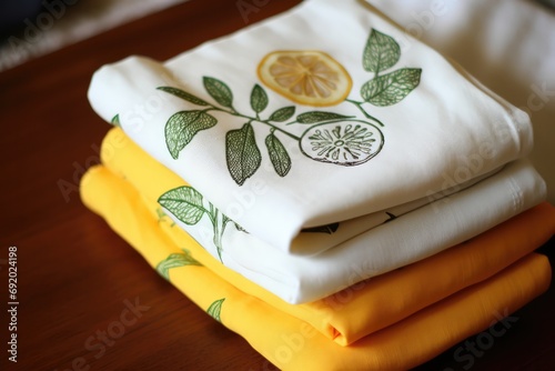 Make Set Of Handstamped Tea Towels Ultrarealistic photo