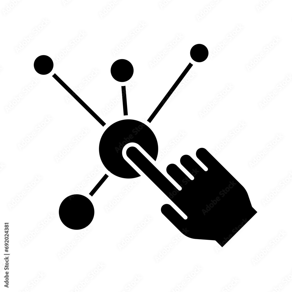 Interaction icon. Simple solid style. Experience, choice, variety functions, multiple digital skills, click finger concept. Black silhouette, glyph symbol. Vector illustration isolated. Interaction icon. Simple solid style. Experience, choice, variety functions, multiple digital skills, click finger concept. Black silhouette, glyph symbol. Vector illustration isolated.