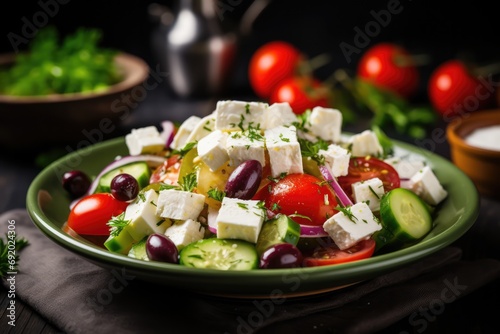 Salad With Feta Cheese And Green Olives