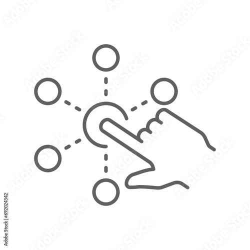 Interaction icon. Simple outline style. Experience, choice, variety functions, multiple digital skills, click finger concept. Thin line symbol. Vector illustration isolated. Editable stroke. photo
