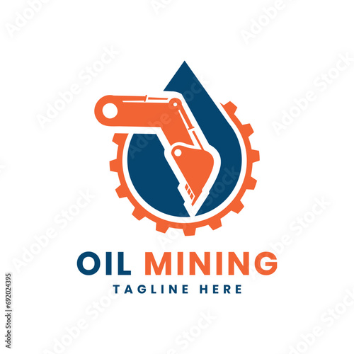 Oil Mining Logo design Modern Minimal concept for Oil and Fuel industry
