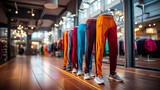Colorful jogger pants in a sport shop
