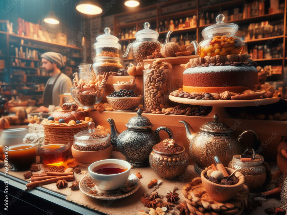 A cup of tea in a spice merchant's shop A cup of tea in a spice merchant's shop